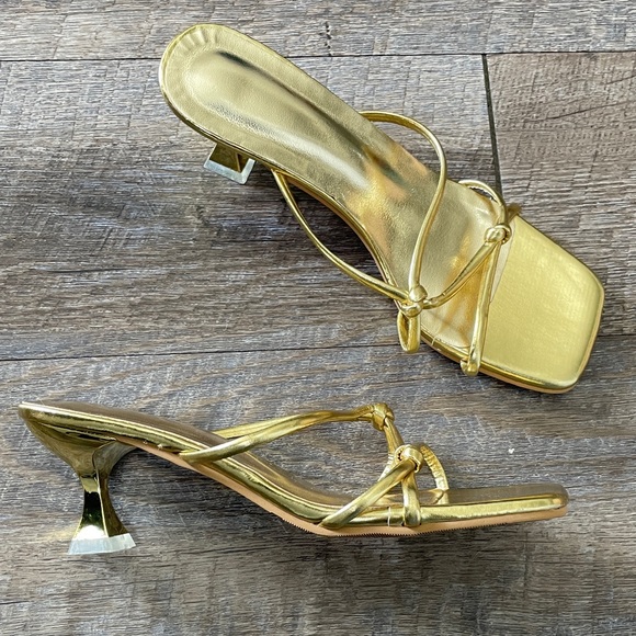 Amazon Shoes - Gold Strappy Kitten Heels
